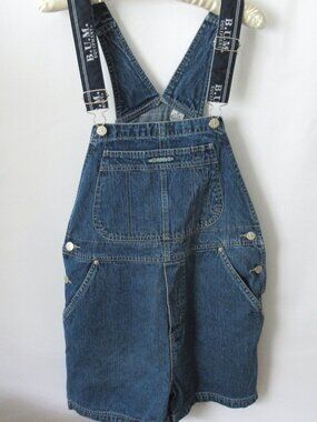 Vtg B.U.M. Equipment denim bib overalls cargo shorts jeans *Sz M*